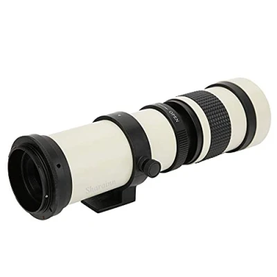 Imagen de Lente telescópica, Blanca con Zoom teleobjetivo súper 420 800MM F/8.3 16 de Enfoque Manual para cámara Montura EF S Canon Cuerpo Aluminio,