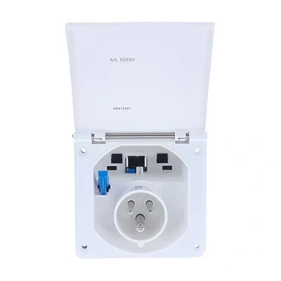 Imagen de as Schwabe Enchufe Para caravanas CEE de superficie exteriores 230 V / 16 A con tapa abatible 3 polos uso en IP44 Blanco