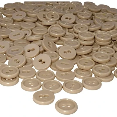 Imagen de AERZETIX C56354 Juego de 100 Botones redondos para costura Ø11.5x2.2mm con 2 agujeros diámetro apertura 2mm color beige en plástico decoración mercería moda