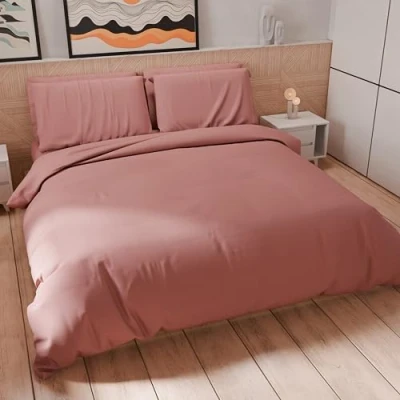 Imagen de PETTI Artigiani Italiani Funda nórdica de Matrimonio, y Fundas Almohada Microfibra, Color Liso en Polvo Oscuro, 100% Fabricada Italia