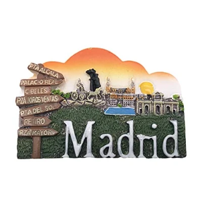 Imagen de 3D Madrid España Refrigerador Imán de Nevera Recuerdos Turísticos Hecho A Mano Resina Artesanía Pegatinas Magnéticas Inicio Cocina Decoración Regalo Viaje