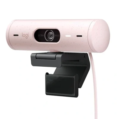 Imagen de Webcam Logitech Brio 500, Full HD 1080p, Enfoque automático, Micrófonos con reducción de ruido, Obturador privacidad, USB C, Rosa