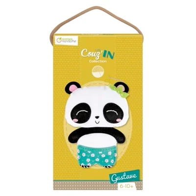 Imagen de Clairefontaine ES Avenue Mandarine Little Couz&#039;In Gustave Figurine Panda en Feutrine à Coudre Initiation la Couture Enfant dès 6 ans KC110C