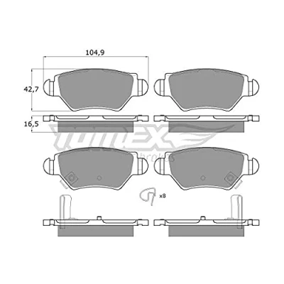 Imagen de TOMEX brakes TX 12 14 Juego de pastillas freno Eje trasero con avisador acústico desgaste accesorios OPEL: Corsa C Hatchback, Zafira A