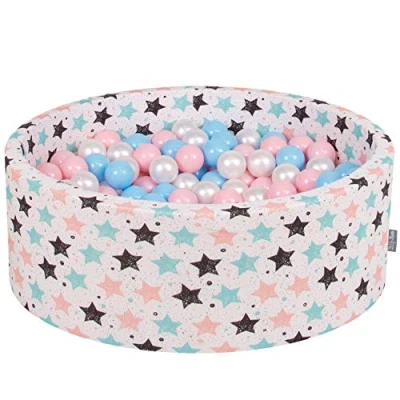 Imagen de KiddyMoon 90X30cm/200 Bolas ∅ 7Cm Piscina De Para Ninos Hecha En La UE, Beige Clr:Azul Clr/Rosa Clr/Perla