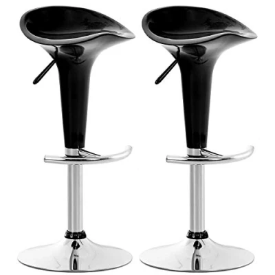 Imagen de Set de 2 Taburetes Saddle Modernos I Bar Regulables en Altura &amp; Giratorios Altos con Reposaiés Color:, Color:Negro