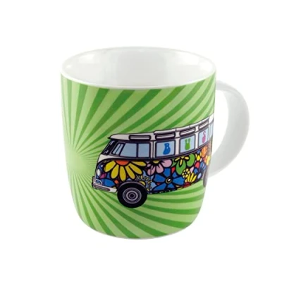 Imagen de BRISA VW Collection Volkswagen Furgoneta Hippie Bus T1 Van Taza grande de Café Porcelana (New Bone China) en Caja regalo, Copa Té, Decoración la Mesa/Camping/Souvenir (Love Bus/Verde)