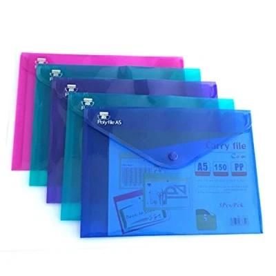 Imagen de ARK Carry File Popper Wallet with Press Stud Closure [Pack of 5] (Electra Assorted, A5)