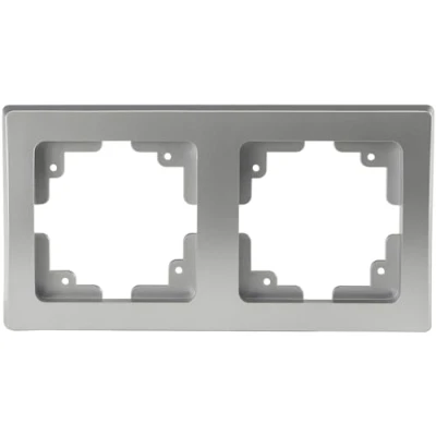 Imagen de ChiliTec Delphi Marco para instalación eléctrica (para empotrar, Apto componentes de enchufes, Interruptor, Interruptor Red, regulador Intensidad, Caja USB PIR, etc., Doble, Plata)