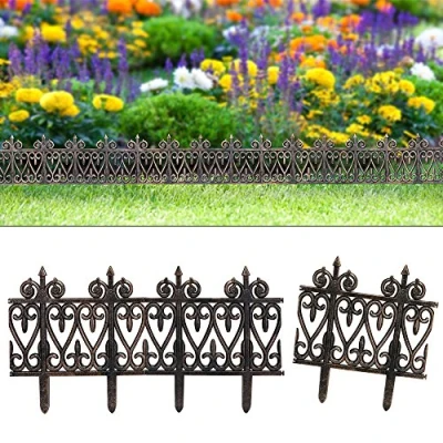 Imagen de Deuba 2X Set de 6 Bordes césped Símil Deco Bronce 3,8m Borde Delimitador para jardín Valla canteros Cerca separadora