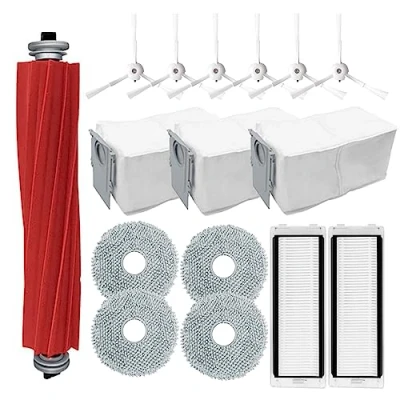 Imagen de Odashen Juego de 16 accesorios repuesto para robot aspirador Roborock Q Revo/Roborock P10, incluye cepillo principal, paño fregona, bolsa polvo, filtro, lateral
