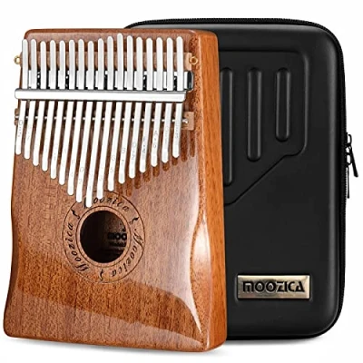 Imagen de Moozica 17 teclas Kalimba, piano marimba de pulgar madera tono sólido con estuche protector e instrucción aprendizaje (K17MP)