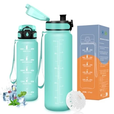 Imagen de Vikaster Botella Agua, 500ml, sin BPA, de Agua repetida, para Deporte, Gimnasio, Running, Niños, Bicicleta