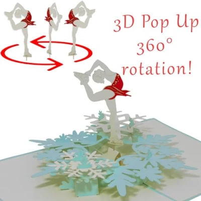 Imagen de LINPOPUP, tarjeta desplegable de bailarina, plegable 3D, cumpleaños, baile, pop up, cupón, patinaje artístico, ballet, N42