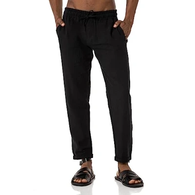 Imagen de Red Bridge pantalones de lino para hombre, ocio, Negro , XXL