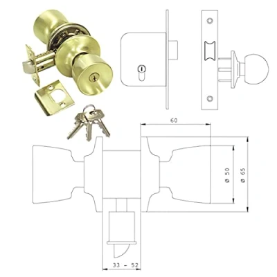 Imagen de Tesa Assa Abloy 352050LM Juego De Pomos TULIPA Para Puertas Latón Mate Función 20