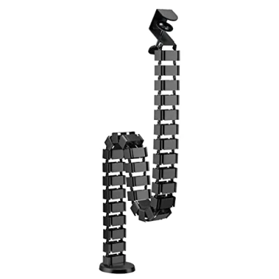 Imagen de mywall Guía de Cables HZ43L con una Longitud hasta 1,347 mm, gestión para escritorios fijación Abrazaderas, conducto Cable Redondo, Sistema 4 Canales Estructura Modular