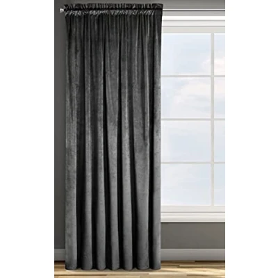 Imagen de Eurofirany Rosa Cortina Opaca Terciopelo con Cinta de 1 Unidad, Panel, Suave, Drapeado, Clásico, Elegante, Salón, Dormitorio, 200 g/m², 135x300 cm, Negro