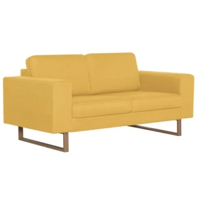 Imagen de vidaXL Sofá de 2 Plazas Tela Color Amarillo Asiento Silla Sillón Taburete Tumbona Banquillo Mueble Mobiliario Adornos Salón Hogar Casa