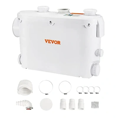 Imagen de VEVOR Bomba de Eliminación Triturador 500 W Aguas Residuales Caudal Máximo 6600 L/h Elevación 8 m Trituradora Alcantarillado con 3 Entradas Agua para Inodoro Cocina Ducha
