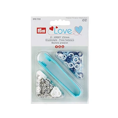 Imagen de Prym Love Druckknopf Jersey Color Messing 8 mm Blau, weiß, Hellblau Press Fasteners, Metal, Blue, 14 x 9.3000000000000007 2.5 cm