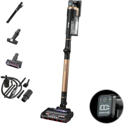 Imagen de Shark Stratos Aspiradora sin cable, 60 min de autonomía, Tecnología Anti Hair Wrap, Clean Sense IQ, PowerFins Plus, kit limpieza coche, boquilla estrecha, cepillo multisuperficie, cobre, IZ400EUTBK