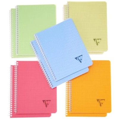 Imagen de Clairefontaine 328725C Linicolor Fresh Collection Libretas de espiral (17 x 22 cm), 100 páginas, cuadrados pequeños, papel blanco, 90 g, paquete 10