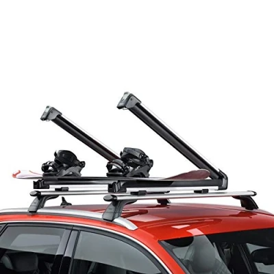 Imagen de Audi 4M0071129 Soporte para esquís y Snowboard (Soporte hasta 4 Pares de o 2 Tablas Snowboard, sin función Extensible), Color Plateado
