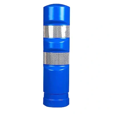 Imagen de PARKING FACIL Hito Cilíndrico H 75 en Color Azul con Bandas Reflectantes Elemento de Seguridad Vial para Carreteras, Parking, Garajes Incluye Tornillería Tamaño: cm