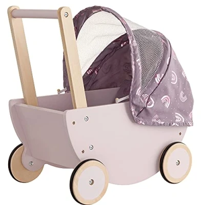 Imagen de howa Cochecito de muñecas Rainbow madera con capota plegable 25502