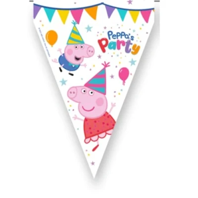 Imagen de BeenSmile, BANDERIN Peppa Pig, Banderín para Niños, Decoración Cumpleaños Infantil, Artículos de Fiesta, Celebración y Aniversario, 1 Unidades, 3 M