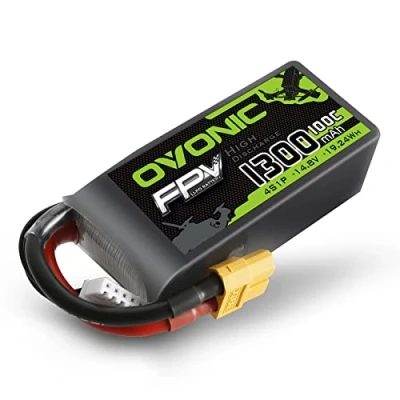 Imagen de OVONIC Batería Lipo 4s 1300mAh 100C 14.8V FPV con Conector XT60 para Racing RC Quadcopter Helicóptero Avión Multimotor Hobby Piezas de Bricolaje