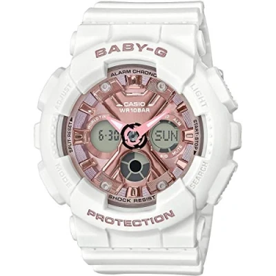 Imagen de Casio Reloj Cuarzo Mujer 43.00mm con dial Análogico Digital Rosa y Correa de Caucho Blanca BA 130 7A1ER