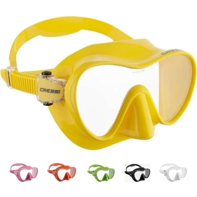Imagen de CRESSI F1 Mask Yellow Máscara Monocristal Tecnologia Frameless para Buceo y Snorkel, Amarillo, Talla Única, Unisex