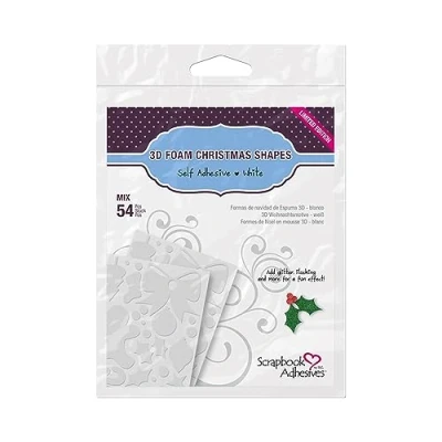 Imagen de Scrapbook Adhesives By 3L Adornos de Espuma autoadhesivos para álbumes Recortes, diseño navideño 3D Foam Shapes Christmas, Poliuretano, White, Varias Tallas