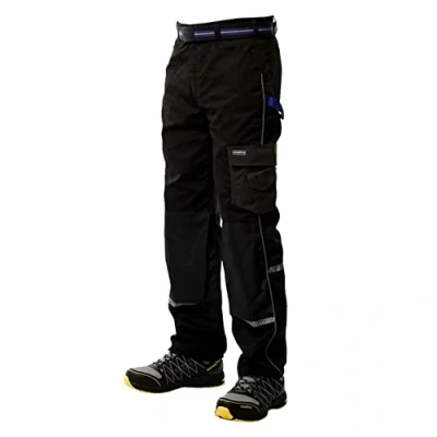 Imagen de Goodyear Pantalones de protección para la rodilla con bolsillo multiherramienta, trabajo, reflectantes, color negro, 30 W x 31 L