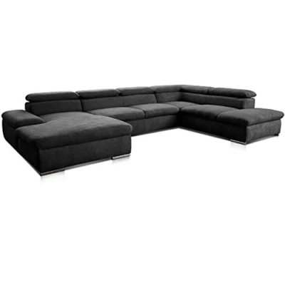 Imagen de CAVADORE 5900984024786 Alkatraz Sofá de Esquina, Tejido (90% poliéster, 10% PA), Negro, ohne Bett