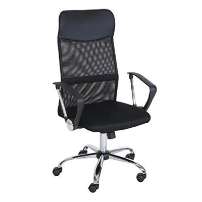 Imagen de Coach, Sillón Giratorio, Silla de Escritorio, Oficina o Despacho, Acabado en Símil Piel y Tejido Transpirable Negro, Medidas: 60 cm (Ancho) x (Fondo) 112 122 (Alto)