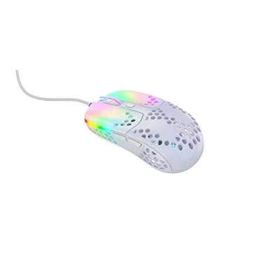 Imagen de Xtrfy MZ1, Ratón Gaming Ultraligero con Cable, Sensor Pixart 3389 de Última Generación, Forma Única para Apuntar Precisión, Iluminación RGB Regulable, White Rail Edition