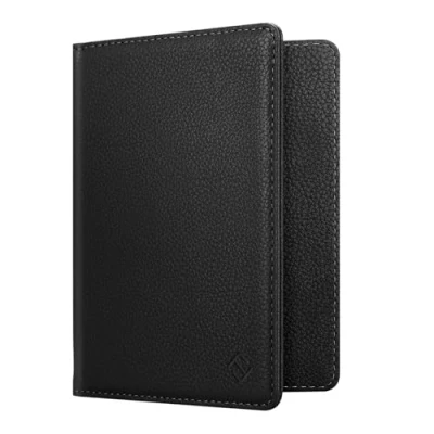 Imagen de Fintie Funda de Pasaporte Cartera con Bloqueo RFID para Pasaporte, Tarjeta Crédito, Tarjetas Visita, Pases Embarque, Médica Negro