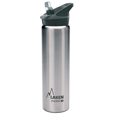 Imagen de Botella de Agua Térmica al Vacío Acero Inoxidable Doble Pared Laken (0,75L Acero) Tecnología 24 Horas Frío Ideal para Trabajo o Deporte Cierre Hermético y Uso Vertical