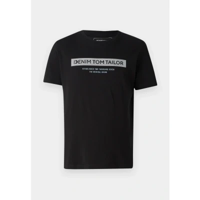 Imagen de TOM Tailor Denim Printed Camiseta estampada, Hombre, Talla: Medium, Deep black
