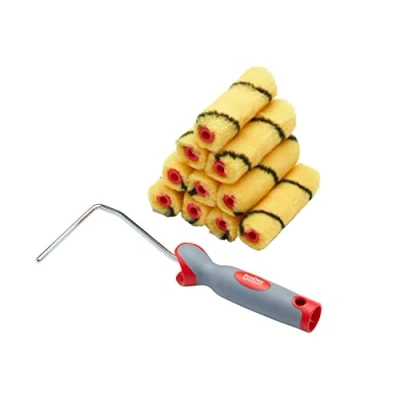 Imagen de ProDec PRRF003 Mini rodillos de pintura tejidos pelo medio 4 pulgadas con marco agarre suave para un acabado suave, pinturas emulsión en paredes interiores y techos,