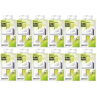 Imagen de Areon Clima Fresh Ambientador Manzana Verde Casa Aire Acondicionado Olor Fruit Original Perfume Hogar Salón Habitación Oficina Tienda Duradero Moderno ( Green Apple Pack de 12 )