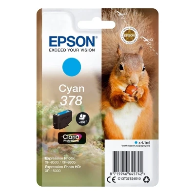 Imagen de EPSON Cyan Cartucho de tinta para impresoras válido Expression Photo XP 8500, 8505, 4,1 ml, 360 páginas, Ampolla