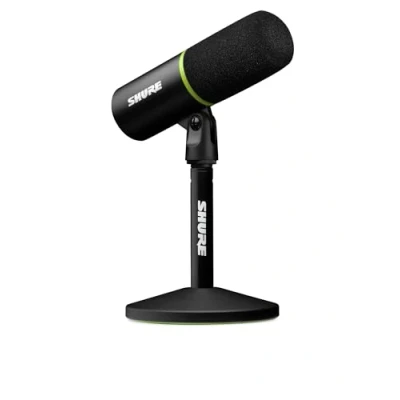 Imagen de Shure MV6 Microfono par Juegos, Micrófono USB dinámico para PC Juegos y Streaming Soporte de Sobremesa Base Redonda, Cancelación Ruido Fondo, Tap to Mute, 3.5mm Salida