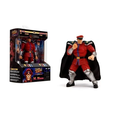 Imagen de Jada Toys Street Fighter II M. Bison Figura de acción Wave 2 Escala 1:12, 6 pulgadas alto, cabezas intercambiables, manos, accesorio fuego morado