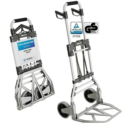 Imagen de ATHLON TOOLS Carretilla plegable de aluminio para cargas pesadas Grandes ruedas marcha suave con bandas rodadura blandas Incluye 2 cuerdas extensoras modelo 2024