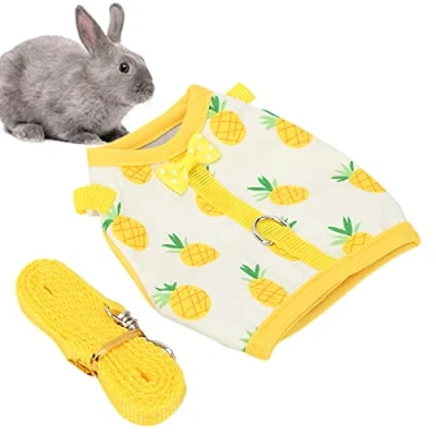 Imagen de 01 arnés para Cachorros, de Conejo Transpirable Tela Malla con Correa Conejillos Indias Hurones Chinchillas Conejos(S Number, Yellow Pineapple)