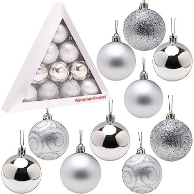 Imagen de Pack of 10 60mm (2.4&quot;) Shatterproof Baubles Christmas Tree (Plata)